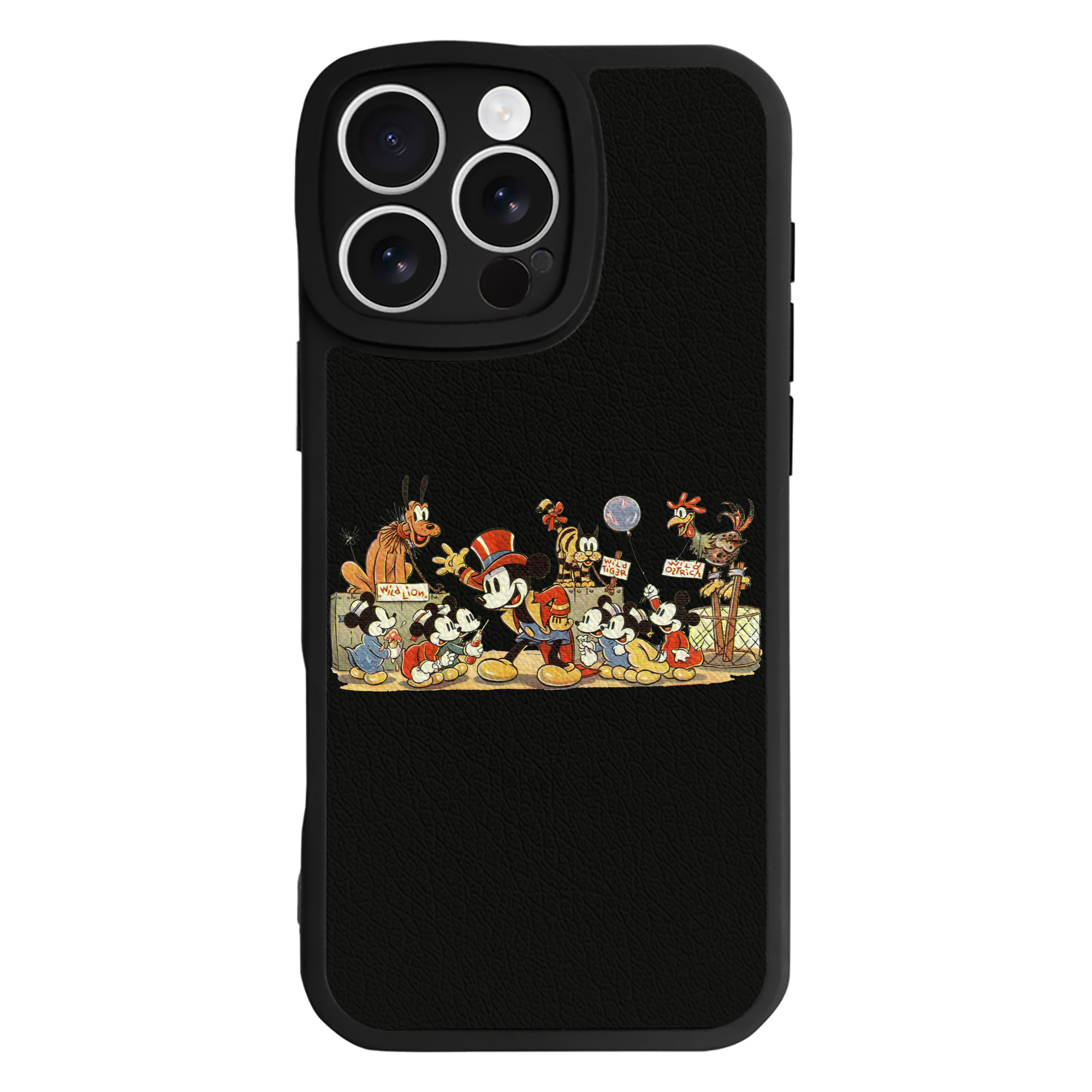 （画像用） ミッキーマウス Mickey Mouse 【iPhone 16シリーズ対応】シリコンスマホケース（レザー調） 材質：シリコン
